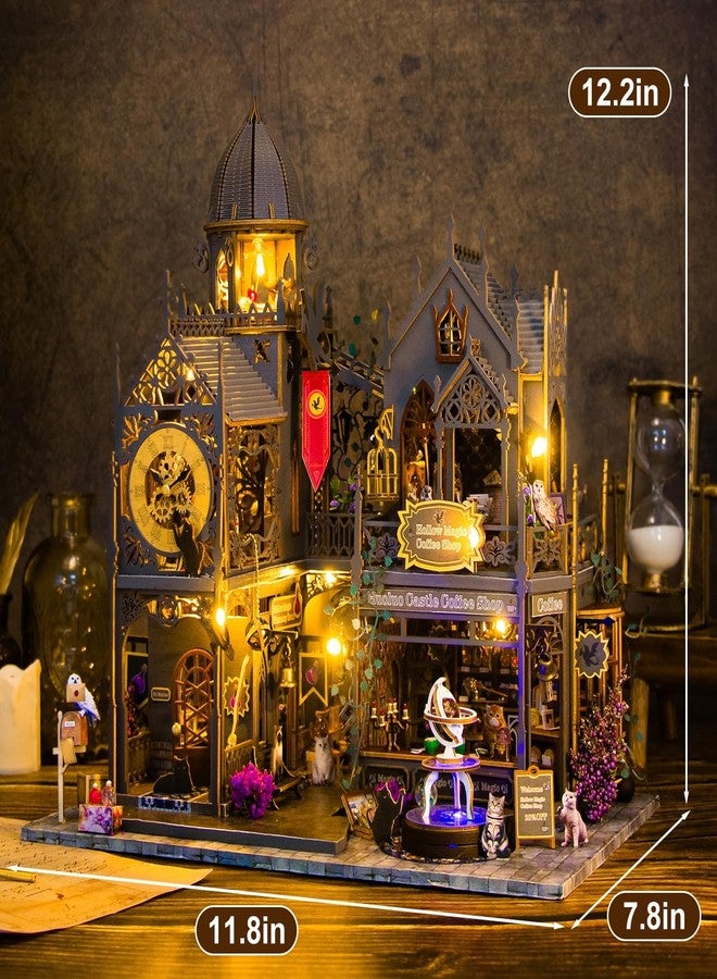 DREWIT STAR DIY Miniature Dollhouse Kit - Magic Castle Coffee Shop 3D Wooden Puzzle with LED Lights & Furniture - Creative Model Building Craft Gift for Adults & Teens (DIY Miniature House Kit) - Image 3